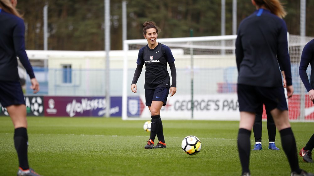 Fara Williams at an England training camp