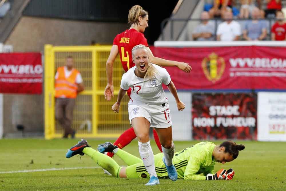 Beth Mead celebrates giving England a 2-0 advantage