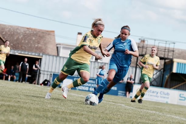 AFC Basildon in action with Norwich City in the FAWNL