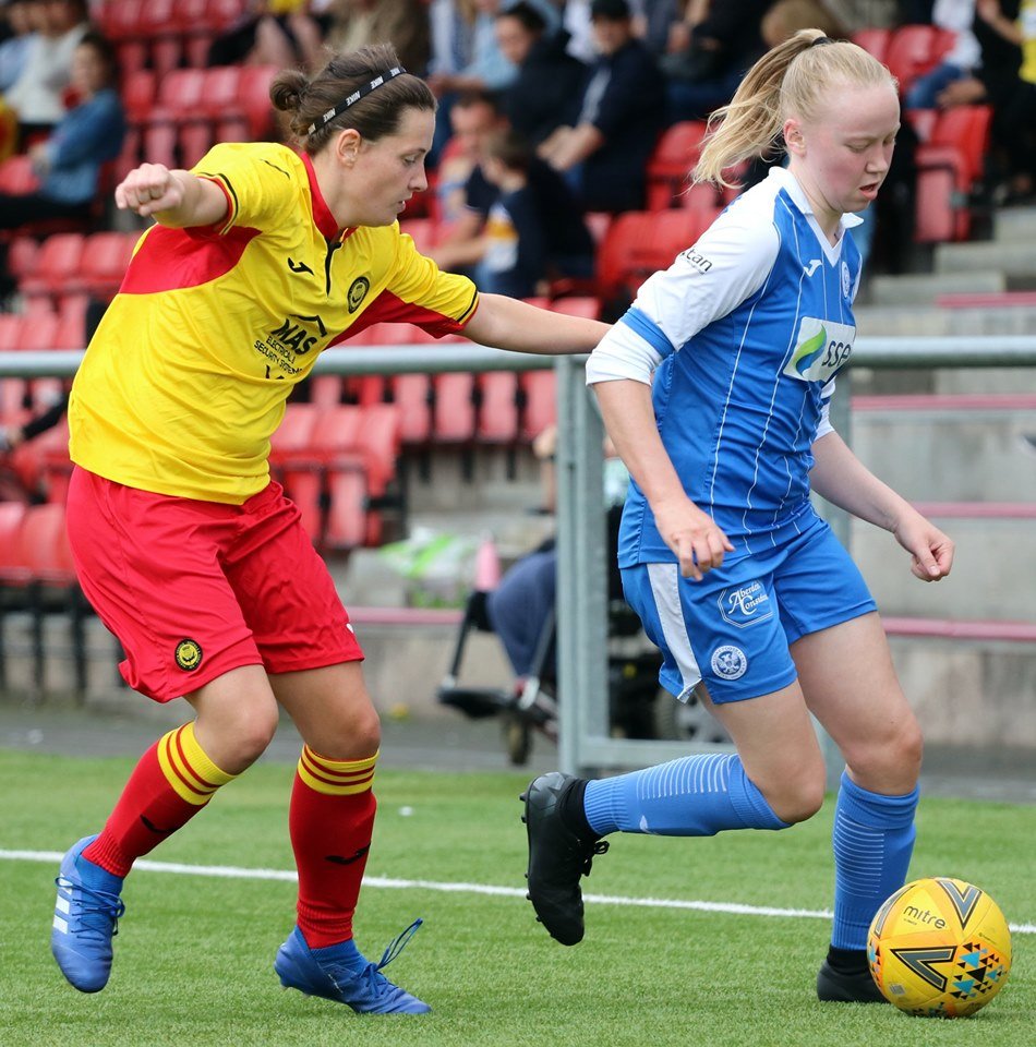 Partick Thistle player pressing St Johnstone player 