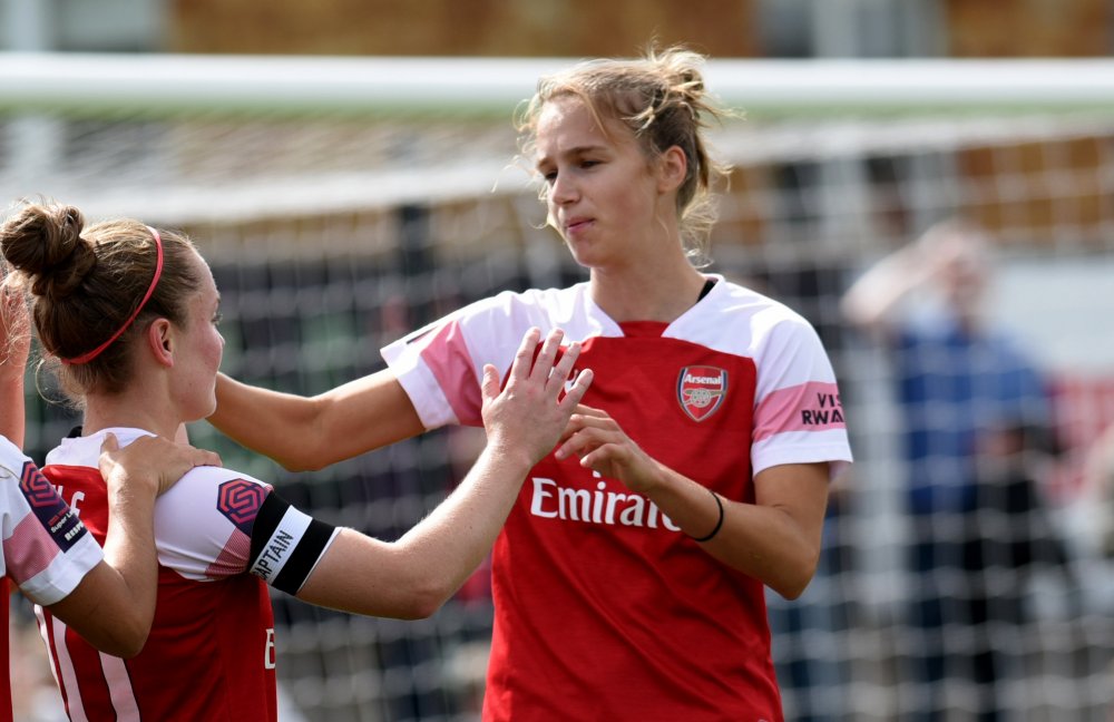 Arsenal's goalscorers Kim Little and Vivianne Miedema. 