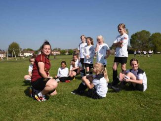 Coaching girls before an FA WSL match