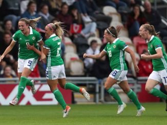 Northern Ireland's Simone Magill celebrates her goal.