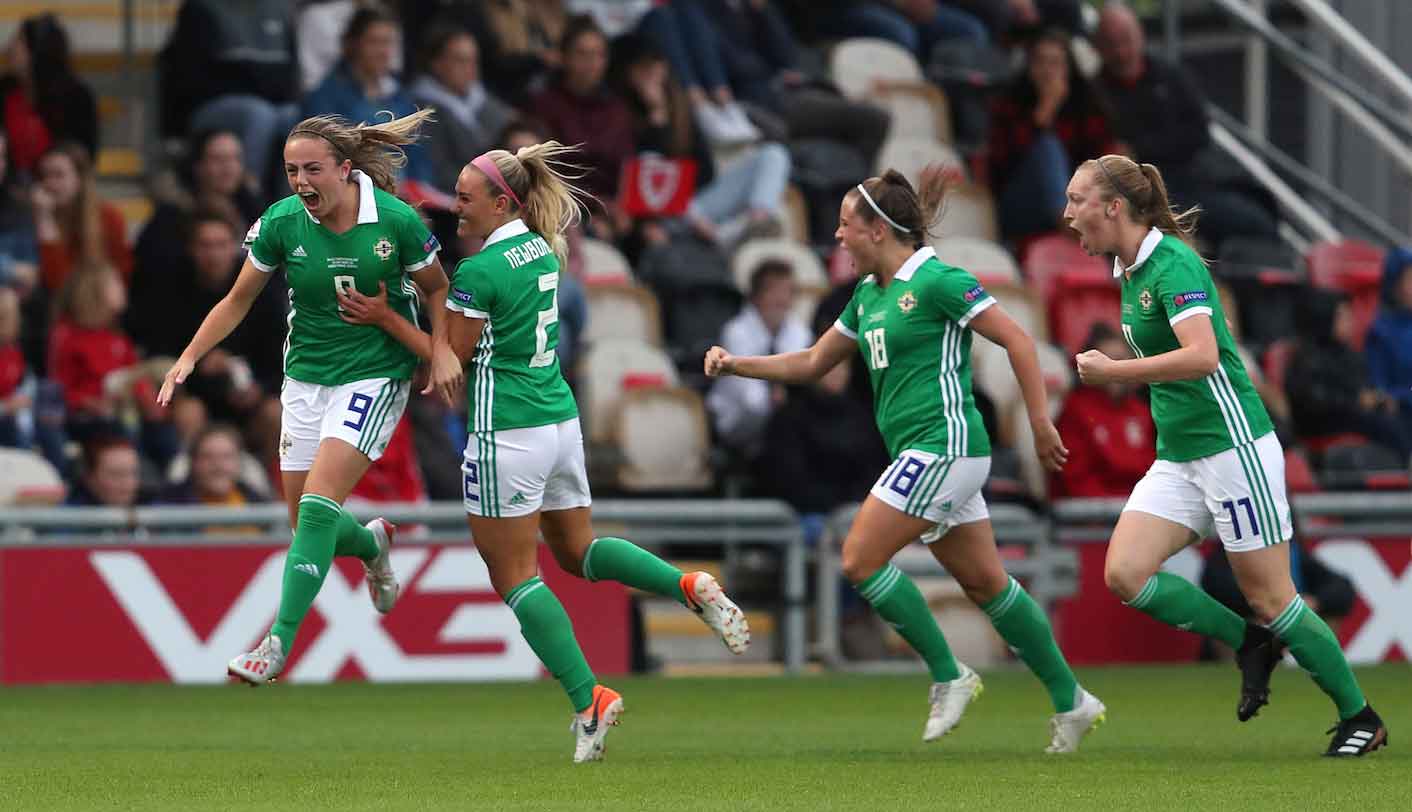 Northern Ireland's Simone Magill celebrates her goal.