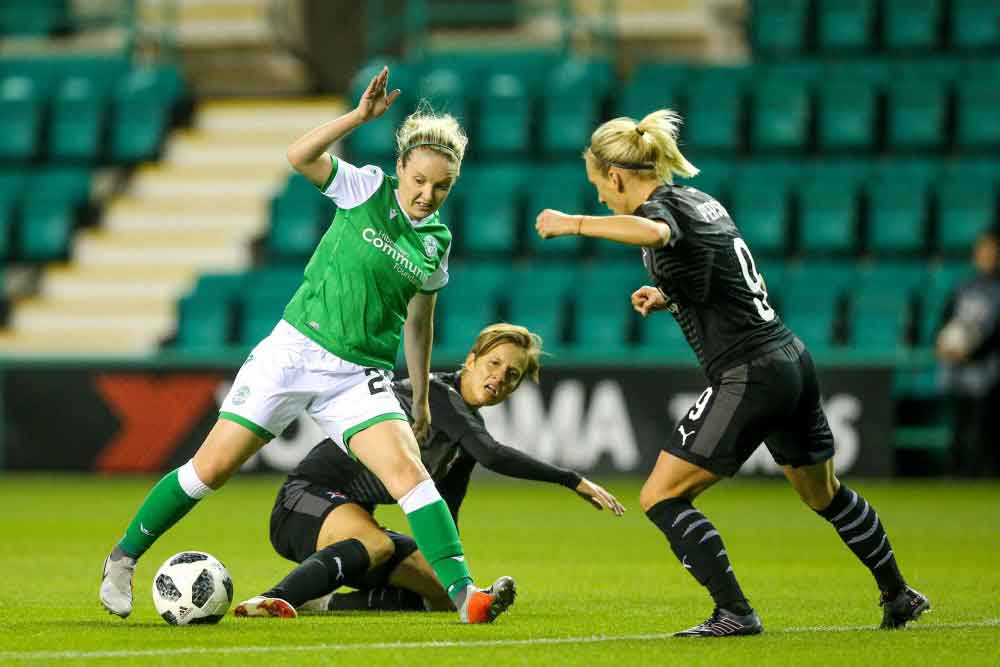 Hibs' Rachel Boyle in action against Slavia Praha