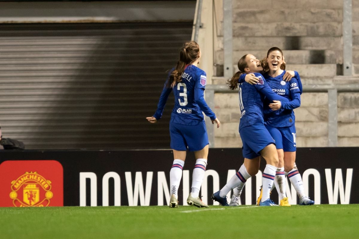 Maren Mjelde celebrates Chelsea's winner