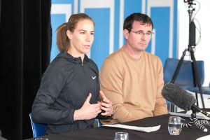 Karen Bardsley and Gary Bowyer at MMU press conference