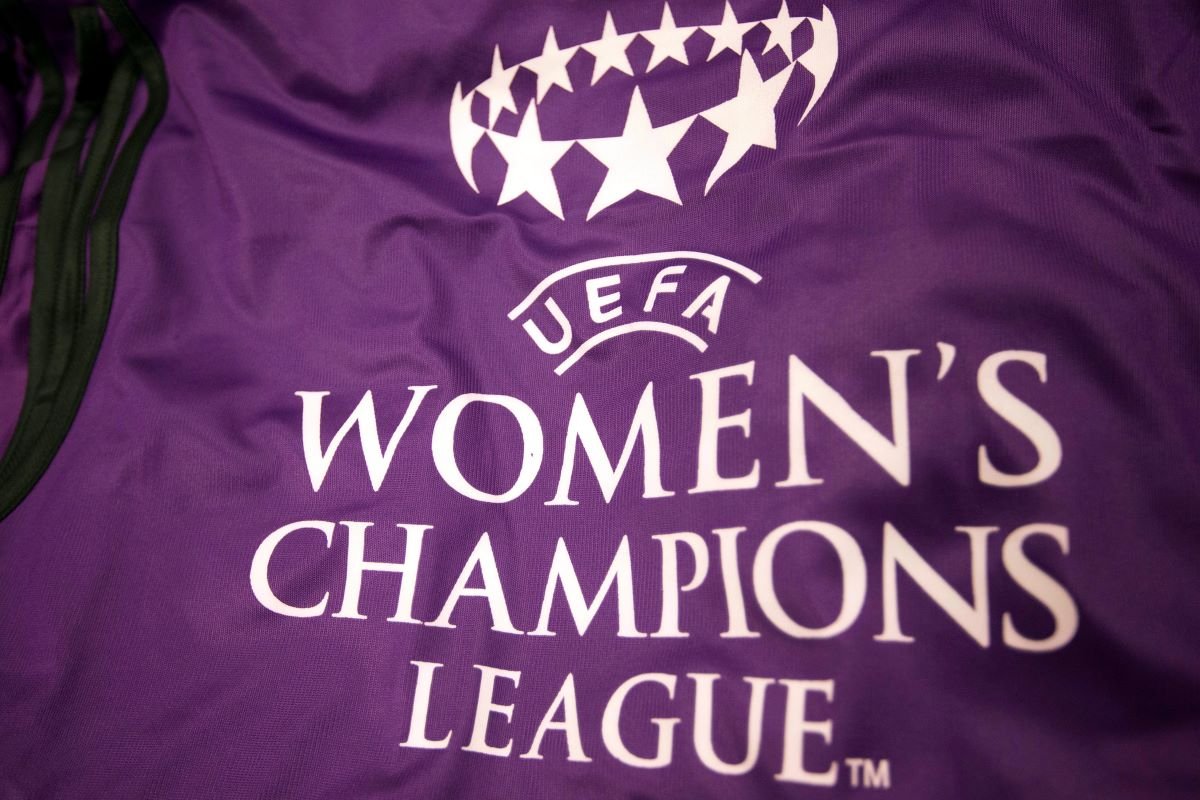 A view of a UEFA Women's Champions League flag