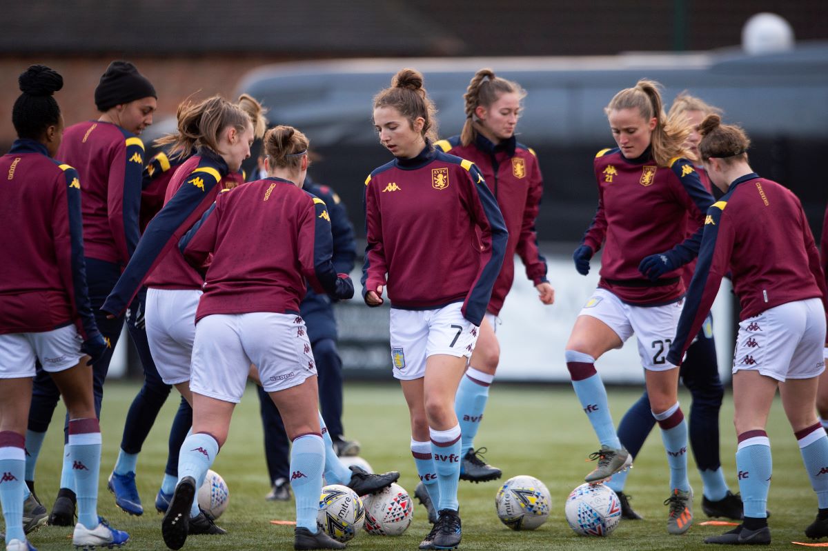 Aston Villa players warming up