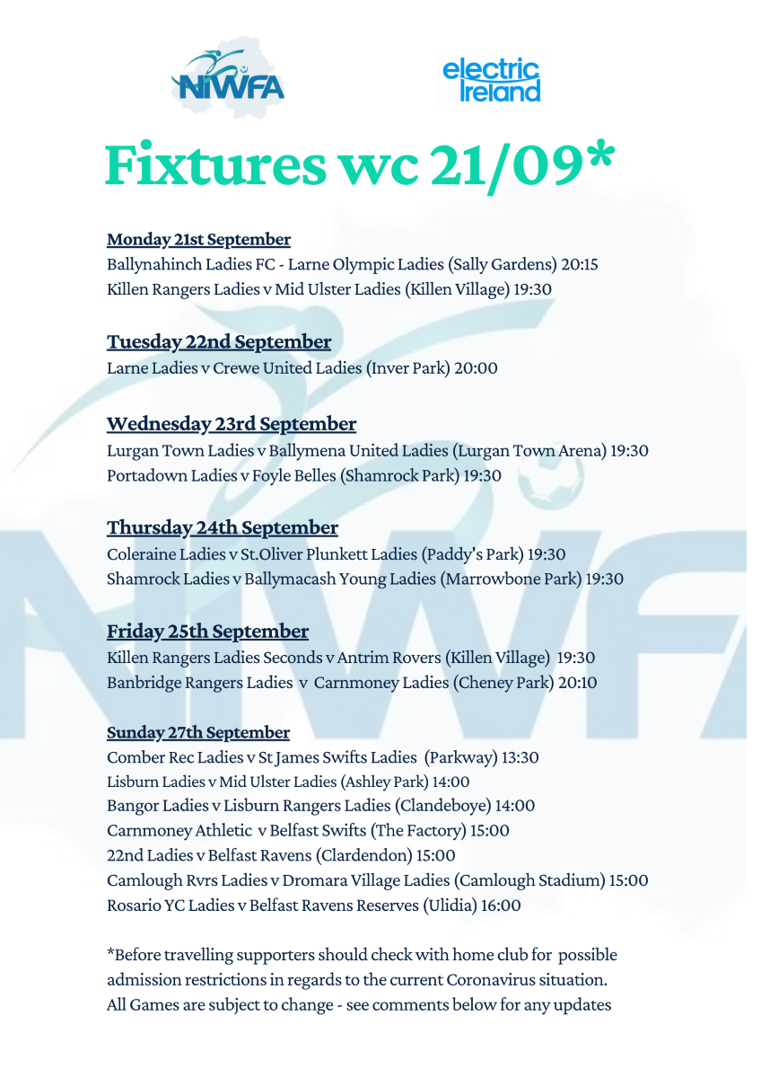 niwfa fixtures Poster wk 5