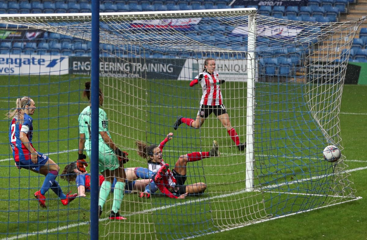 Courtney Sweetman-Kirk of Sheffield United scores