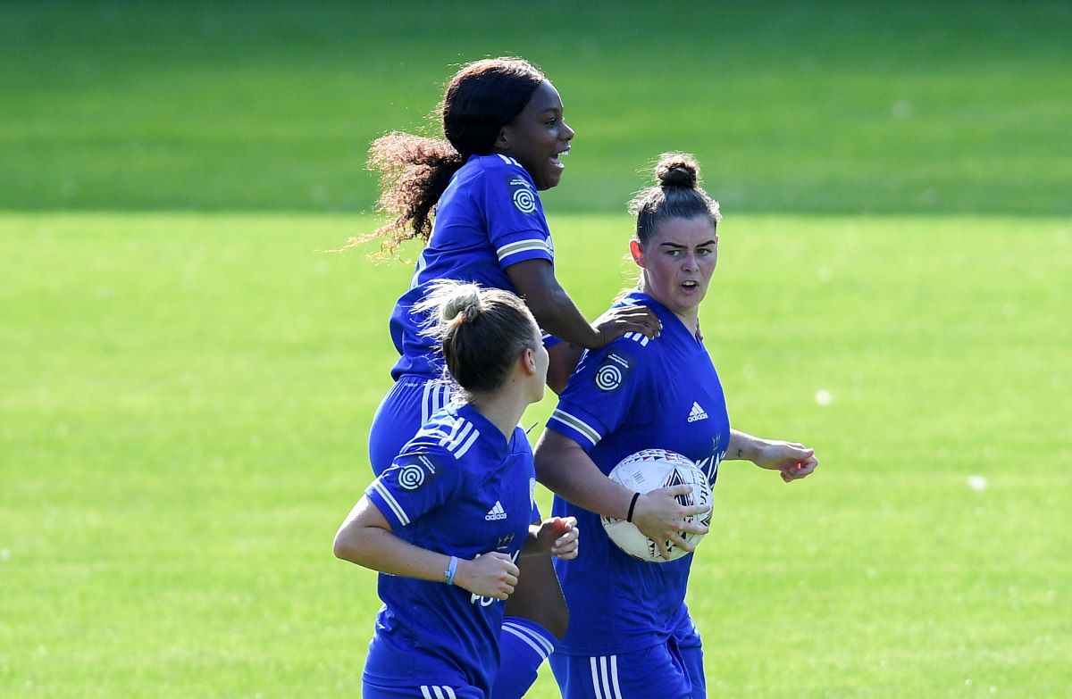 Natasha Flint of Leicester City Women celebrates