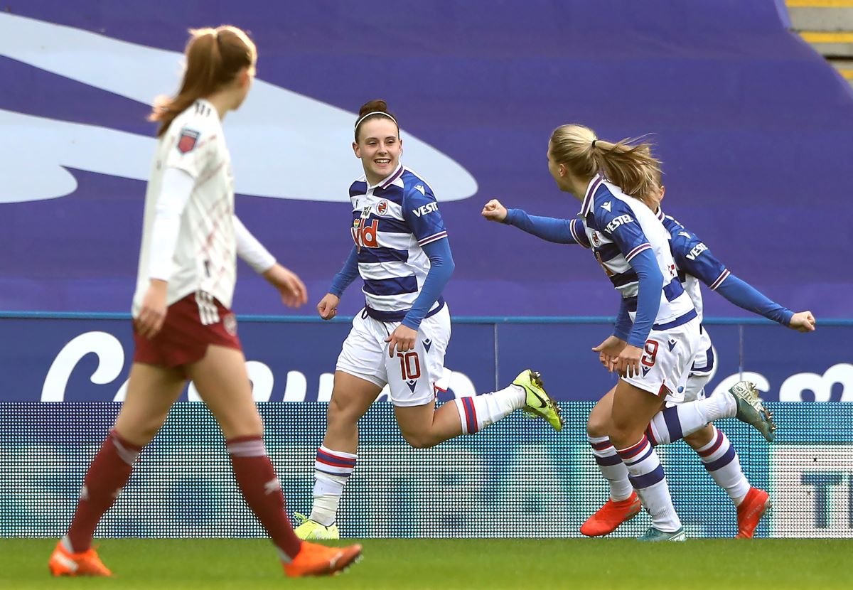 Reading's Lauren Bruton (centre) celebrates