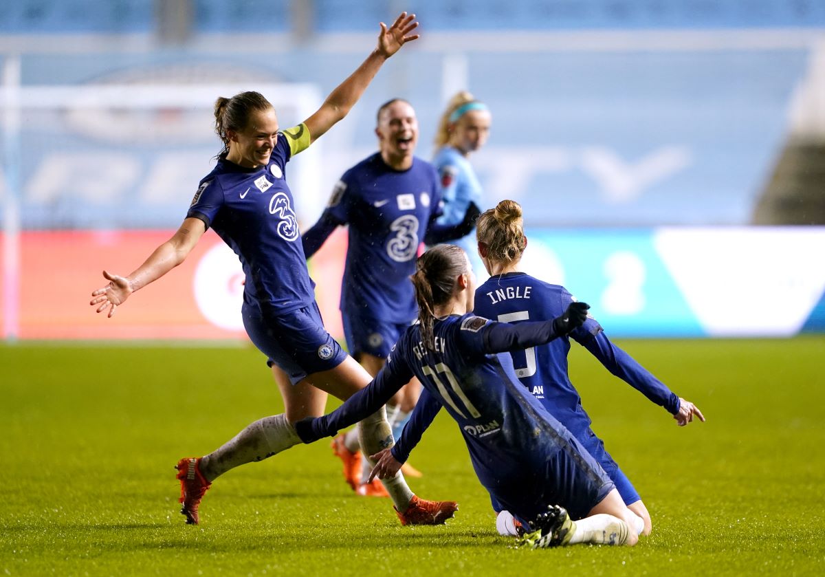 Chelsea celebrate their fourth goal