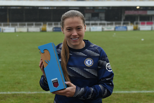 Fran Kirby with FAWSL POTM trophy