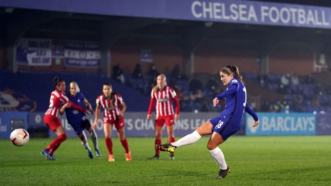 Chelsea's Maren Mjelde converts a penalty