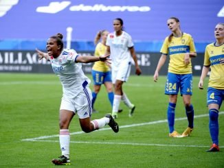 Lyon's Nikita Parris celebrates her goal