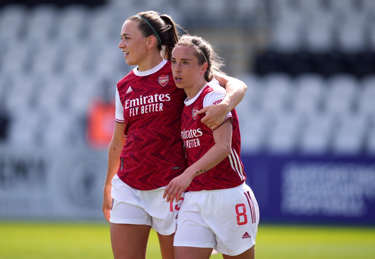 Arsenal's Jordan Nobbs (right) scored twice