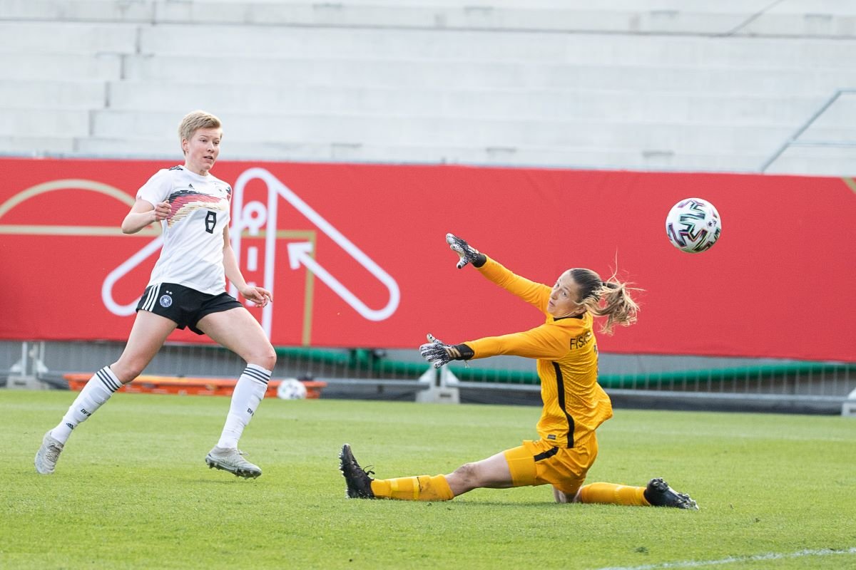 Germany's Paulina Krumbiegel scores