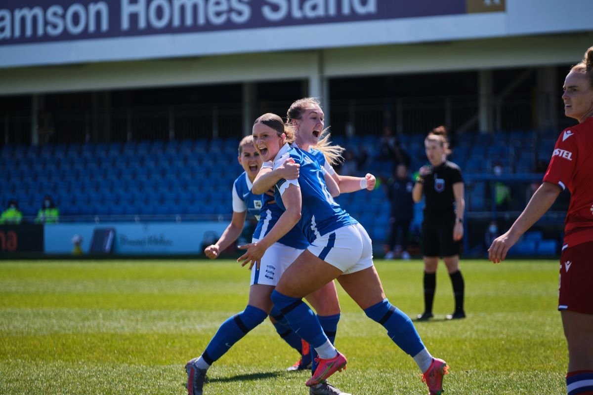 Birmingham City's Ruby Mace celebrates scoring