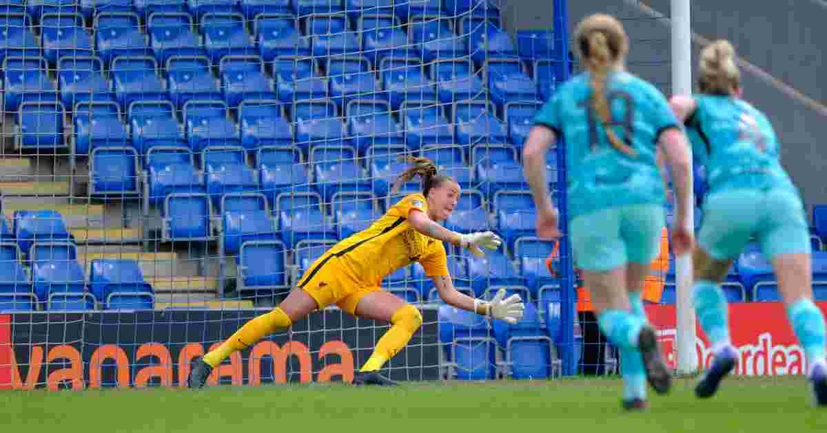 Liverpool's Rylee Foster saves a penalty