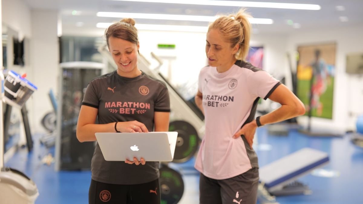 Man City's Steph Hougton helps with research