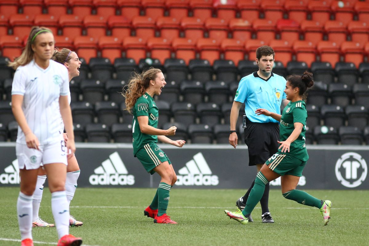 Celtic's Charlie Welllings clebrates her winning goal