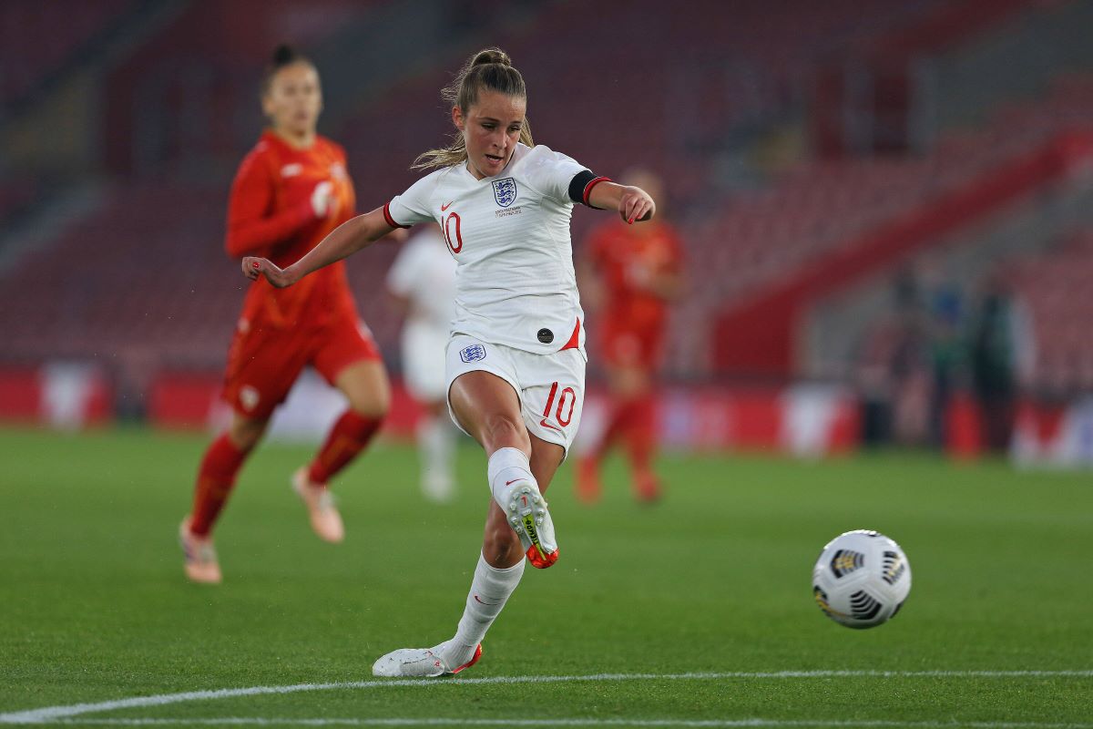 Ella Toone opens the scoring for England