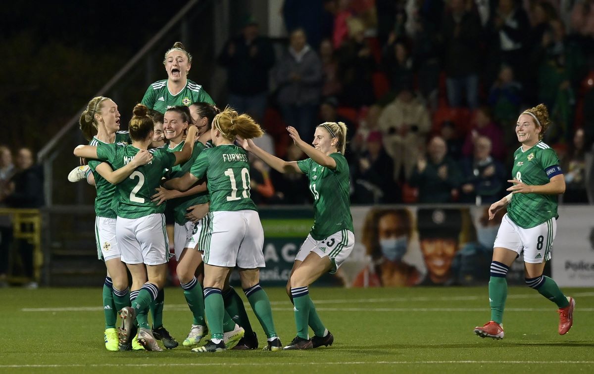 Northern Ireland celebrate Demi Vance's free-kick goal