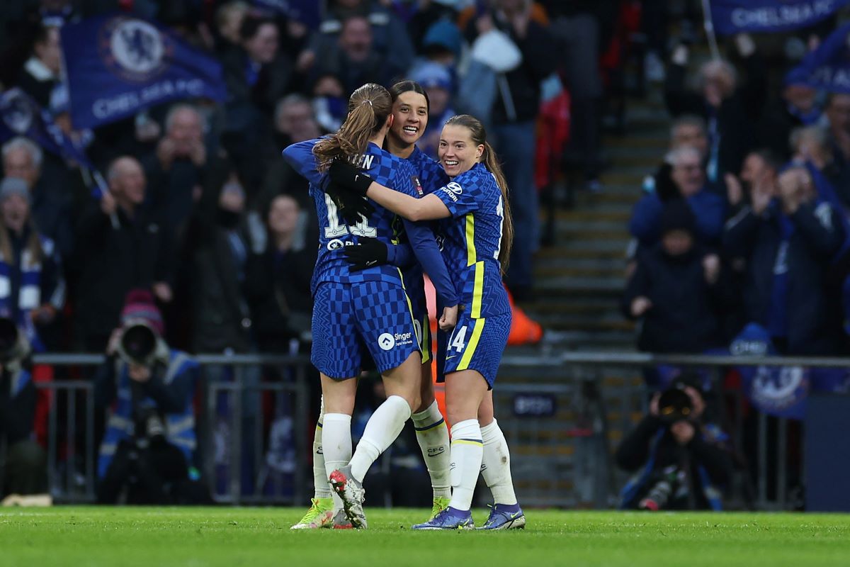 Chelsea celebrate the opening goal at the Cup Final