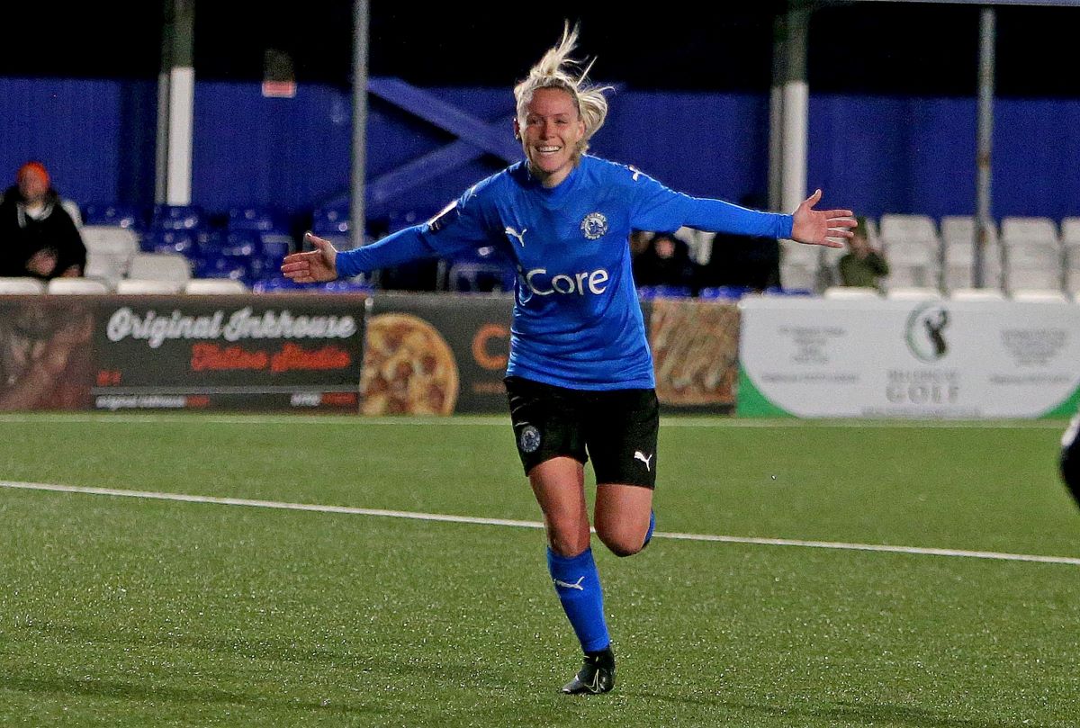 Zoe Rushen celebrates scoring Billericay's opening goal.