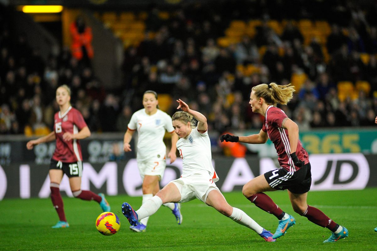 Ellen White scores the opening goal for England