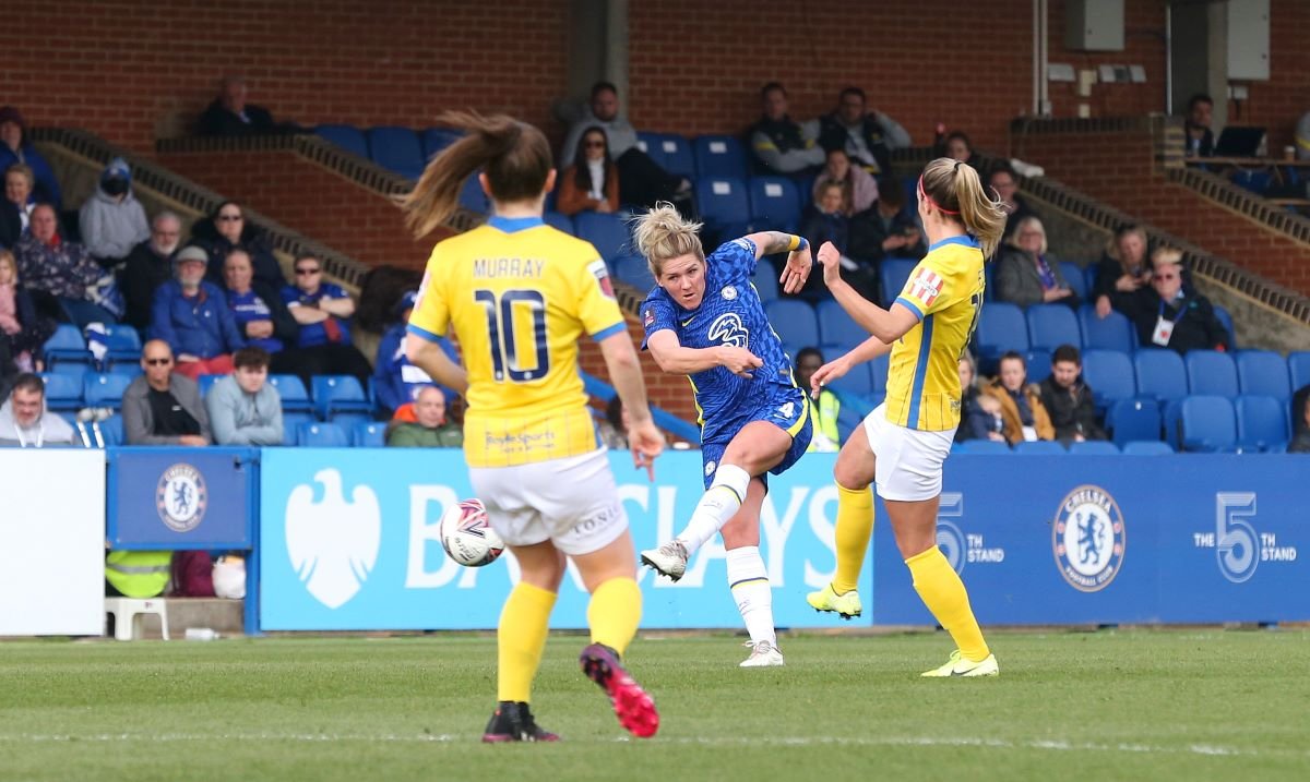 Chelsea's Millie bright goes for goal