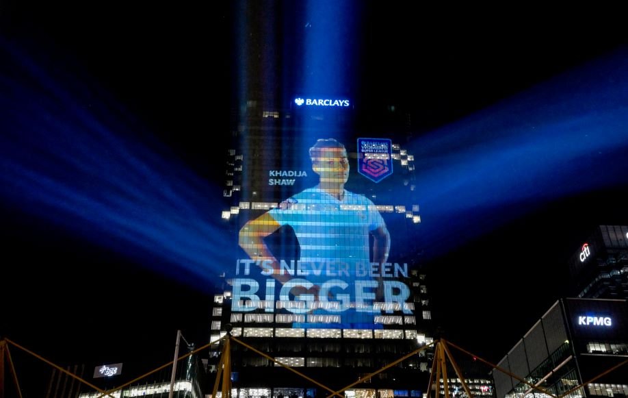 WSL Players Projected Onto Barclays Global Headquarters