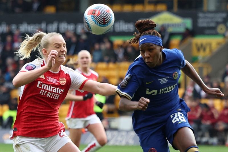 English Women's League Cup final football match between Arsenal and Chelsea at Molineux in Wolverhampton