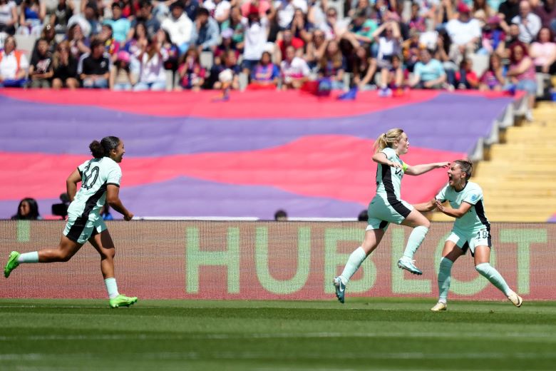 UEFA Women's Champions League semi-final first leg football match between FC Barcelona and Chelsea at the Lluis Companys Olympic Stadium in Barcelona, on April 20, 2024.