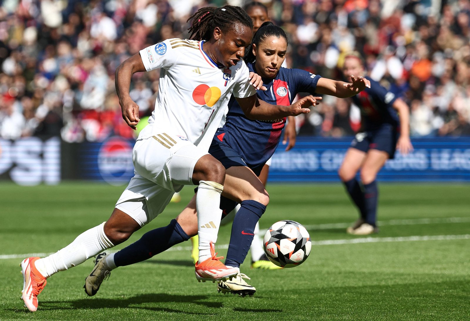 UEFA Women's Champions League semi-final second leg football match between Paris Saint-Germain (PSG) and  Olympique Lyonnais (OL) at the Parc des Princes stadium in Paris on April 28, 2024. 
