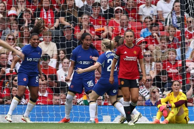 Barclays Women's Super League match between Manchester United and Chelsea at Old Trafford in Manchester, north west England, on May 18, 2024. 
