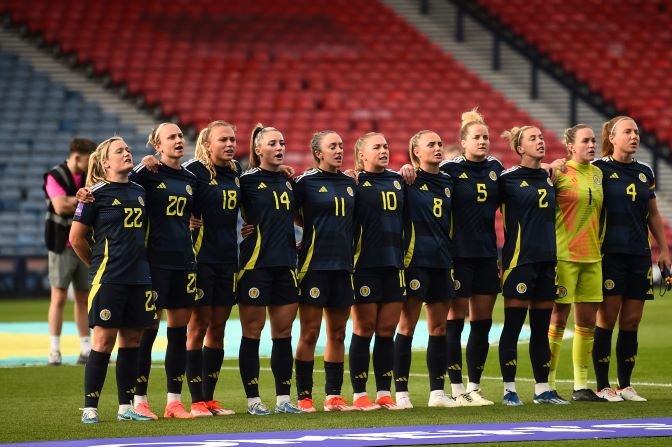 UEFA Women's Euro 2025 League B Group 2 qualifying football match between Scotland and Israel at Hampden Park stadium in Glasgow, Scotland, on May 31, 2024.