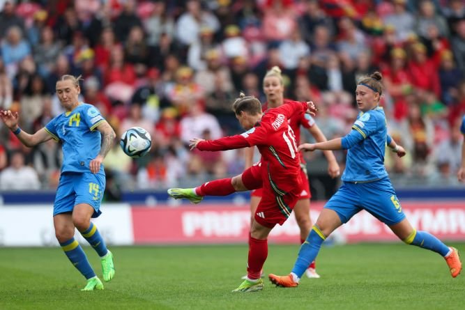 UEFA Women's Euro 2025 League B Group 4 qualifying match between Wales and Ukraine at Parc Y Scarlets stadium in Llanelli, Wales, on May 31, 2024.