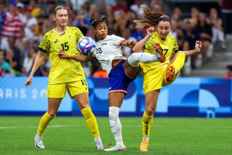 group B football match between Australia and the USA of the Paris 2024 Olympic Games at the Marseille Stadium in Marseille on July 31, 2024.