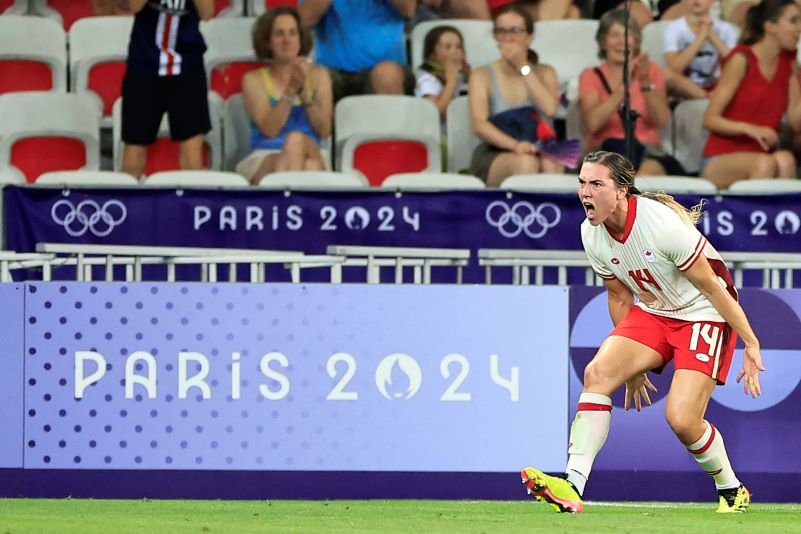 Colombia and Canada at the Paris 2024 Olympic Games at the Nice Stadium in Nice on July 31, 2024. 