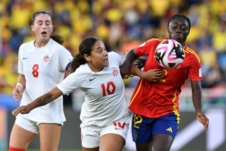 2024 FIFA U-20 Women's World Cup round of 16 match between Spain and Canada at the Pascual Guerrero stadium in Cali, Colombia on September 11, 2024. (Photo by NELSON RIOS / AFP) (Photo by NELSON RIOS/AFP via Getty Images)