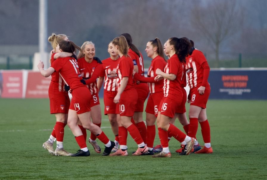 Cheadle Town Stingers goal celebrations at Durham Cestria, FA Women's National league