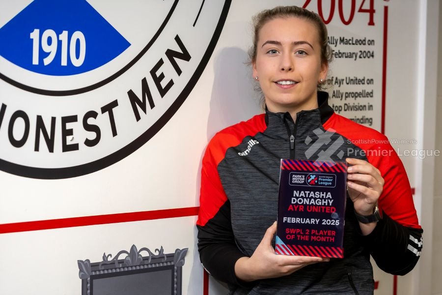 ScottishPower Women’s Premier League 2, Natasha Donaghy also wins the award for the first time in her career.