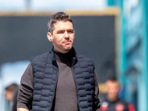 Manchester United women's head coach, Marc Skinner. Manchester United reached the final of the inaugural World Sevens Football tournament