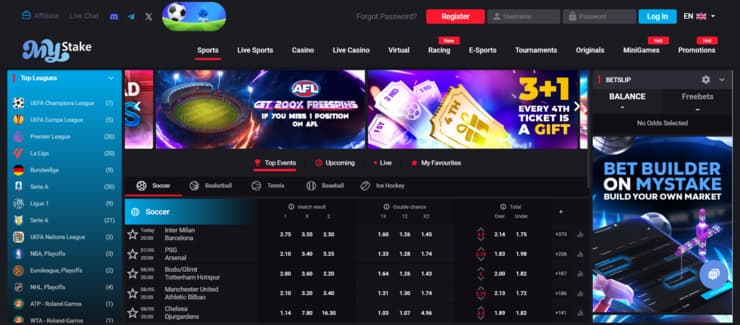 A screenshot of the My Stake UK Betting Sites main page