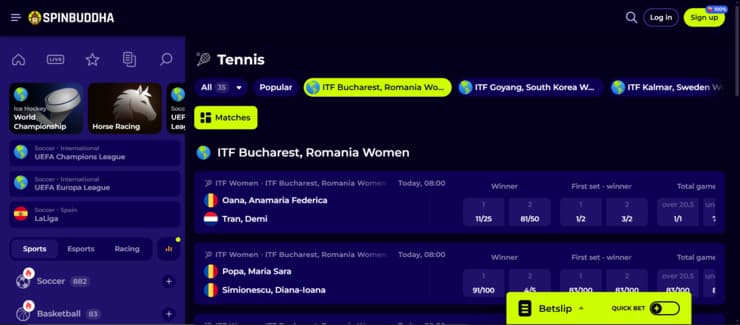 A screenshot of the spin buddha UK betting sites main page