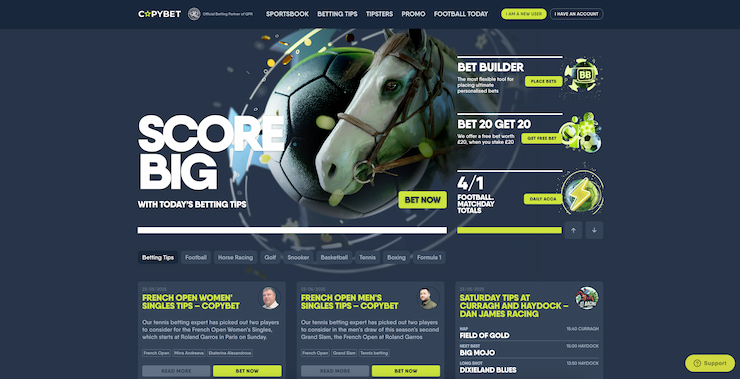 A screenshot of copybet, one of the most innovative new UK betting sites