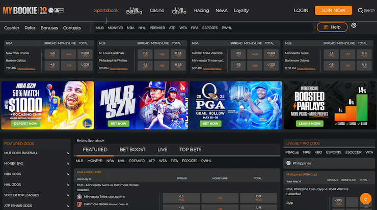 MyBookie's online sports betting page